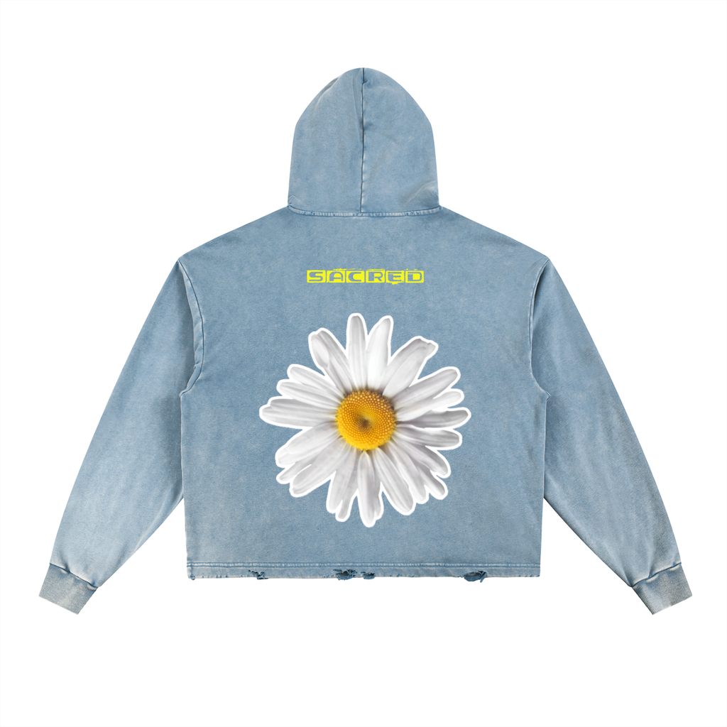 Vintage Washed Frayed-Hem Hoodie