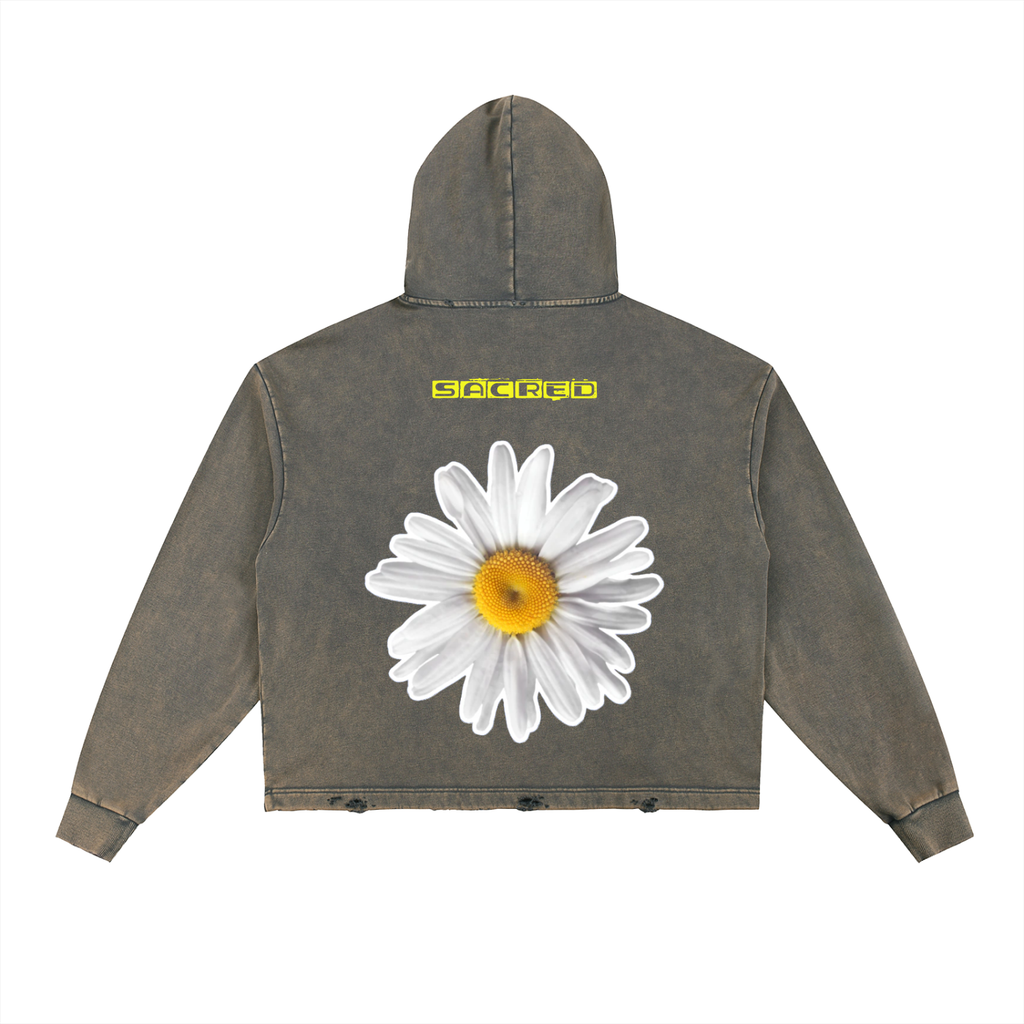 Vintage Washed Frayed-Hem Hoodie
